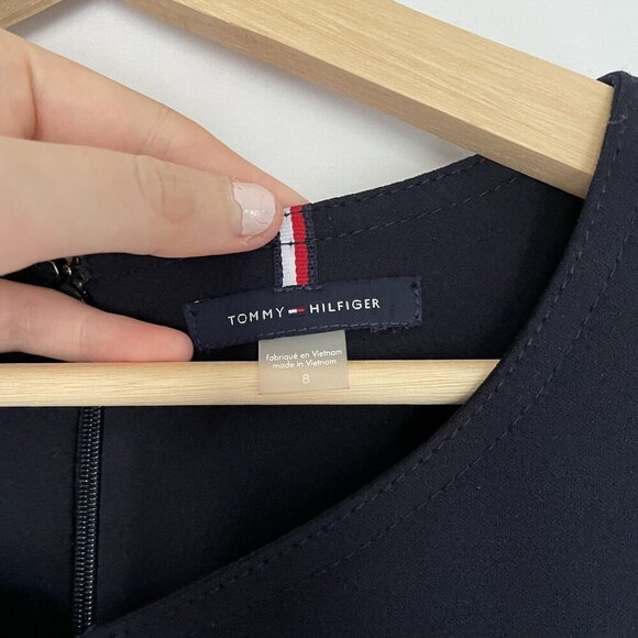 NWT Tommy Hilfiger navy blue sleeveless summer half front zip dress size 8 - Picture 3 of 9